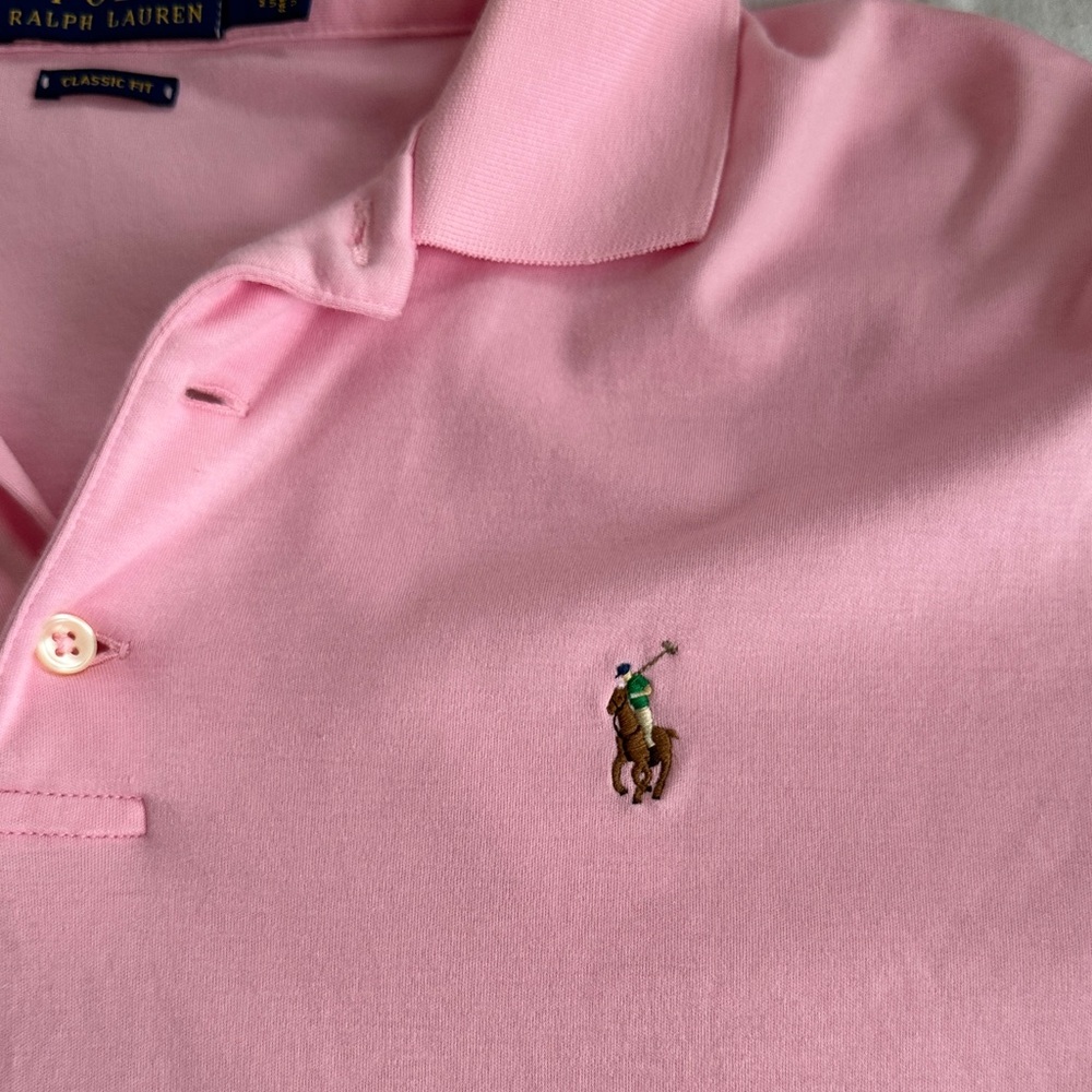 Polo Ralph Lauren Light Pink 100% Cotton Short Sleeve Polo With Embroidered Pony - Picture 6 of 8